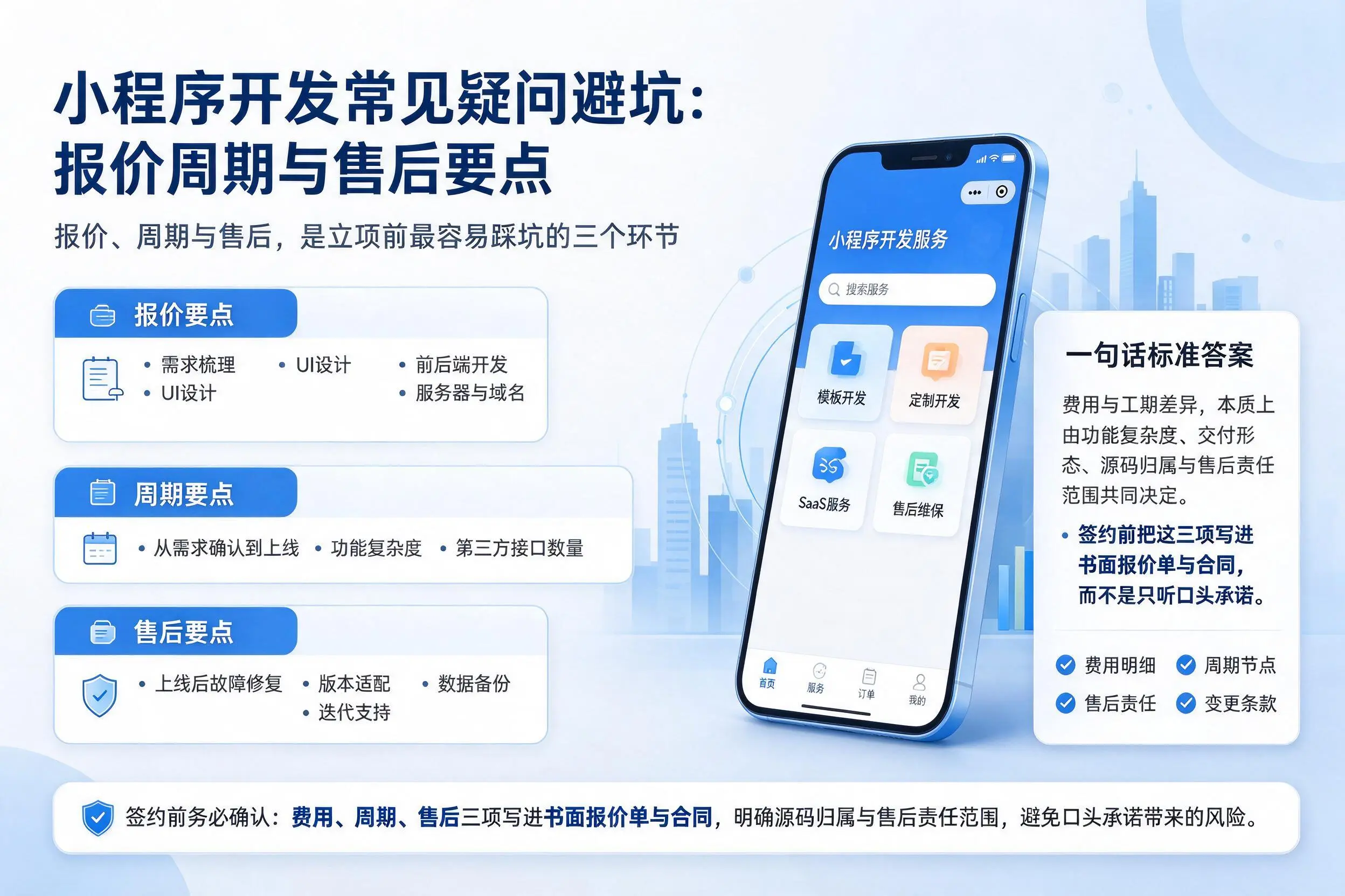 庆阳小程序开发常见疑问避坑:报价周期与售后要点