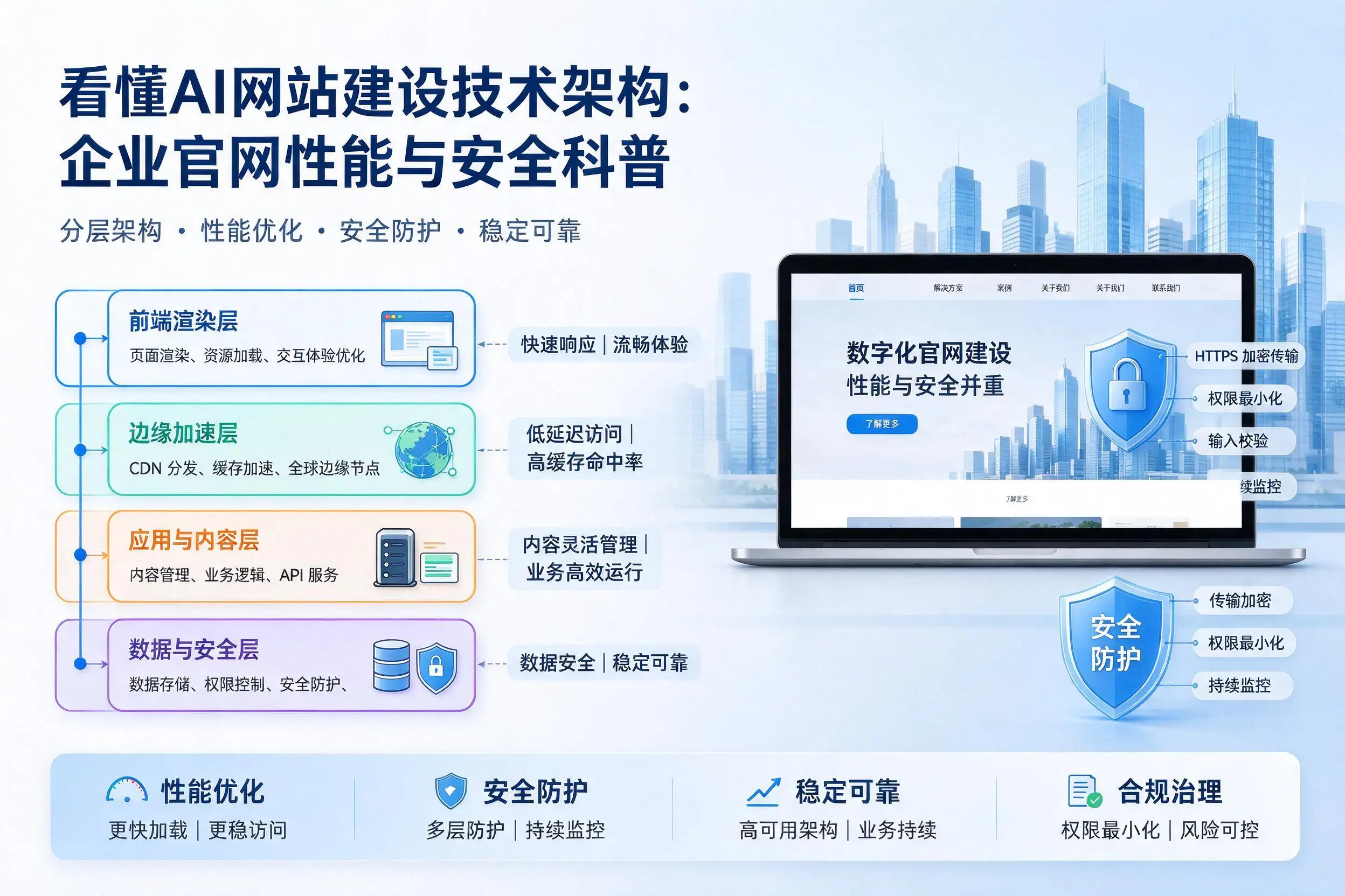 看懂AI网站建设技术架构：庆阳企业官网性能与安全科普