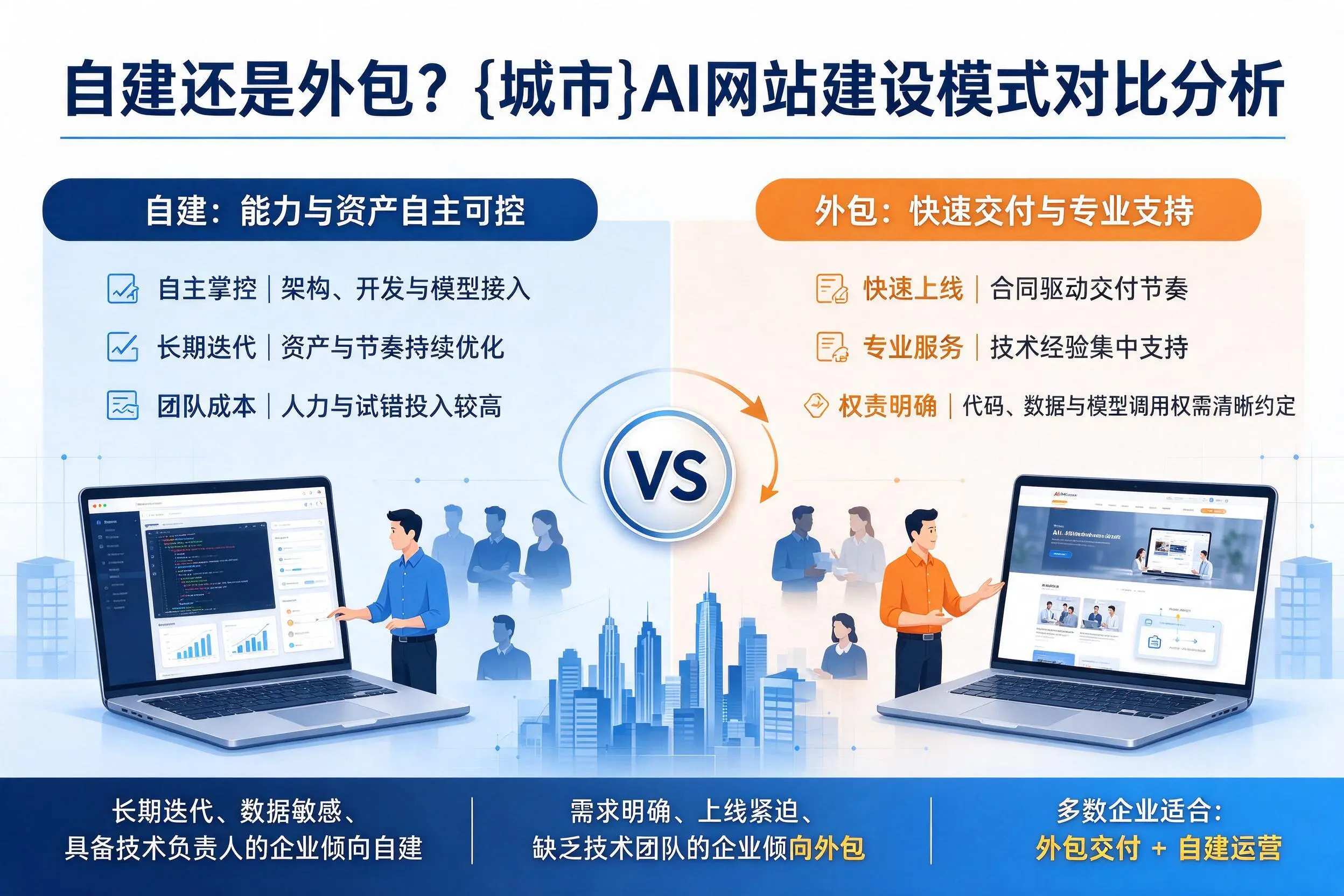 自建还是外包?庆阳AI网站建设模式对比分析